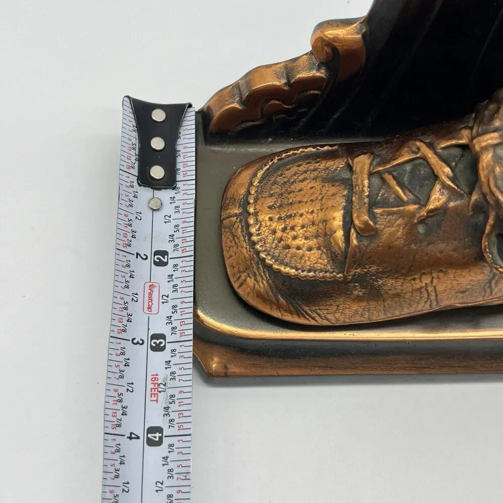Vintage MCM BRONZE BABY SHOE and BOOTIE Bookends Nursery Childcare Decor